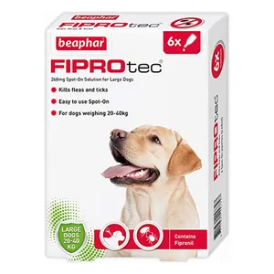 قطره ضد کک و کنه سگ بیفار مدل fiprotec for large dog حجم  0.4 میلی لیتر بسته 4 عددی