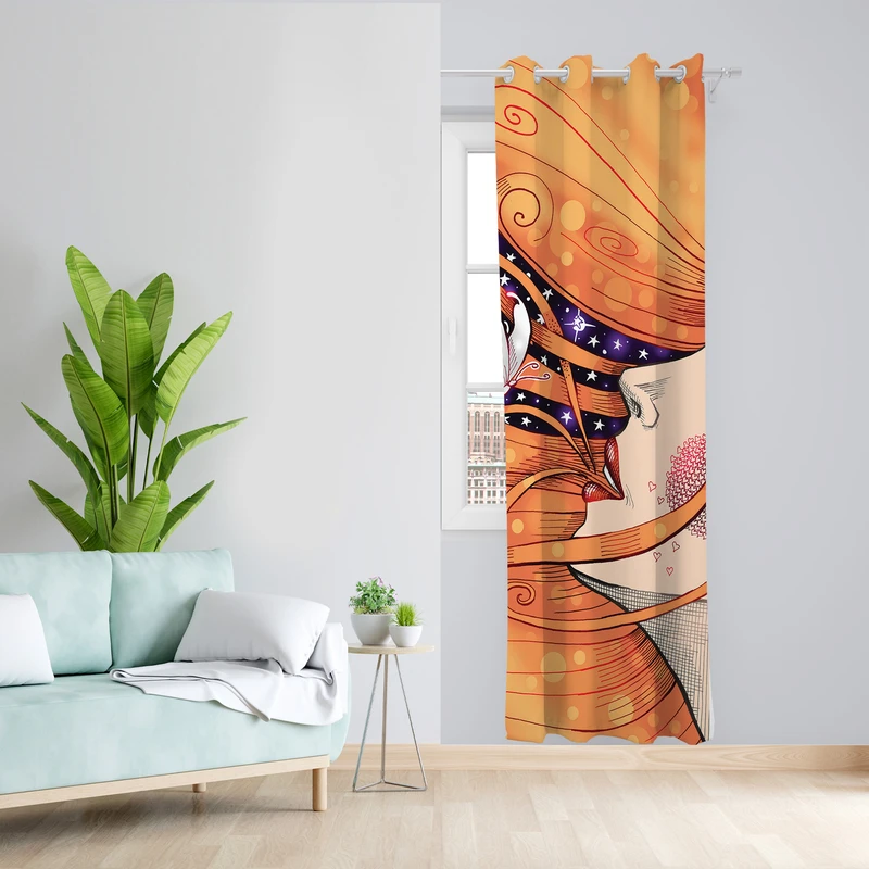 پرده طرح نیمرخ مدل مخمل پانچی کد L 1401R Z سایز 140x200 سانتی متر