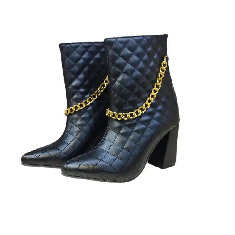 نیم بوت زنانه مدل زنجیر025  بیاله رنگ مشکی