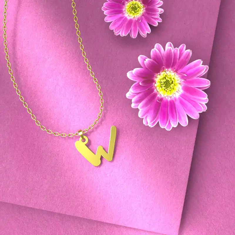 گردنبند طلا 18 عیار زنانه مدوپد مدل حرف W کد H3-1-1414