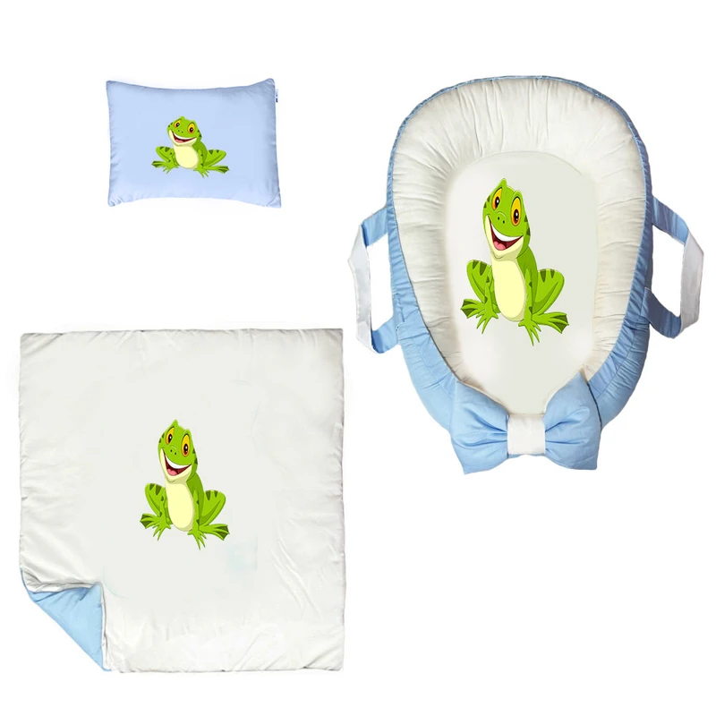 سرویس خواب سه تکه نوزاد ناریکو مدل گارد محافظ دار طرح  قورباغه کد 029