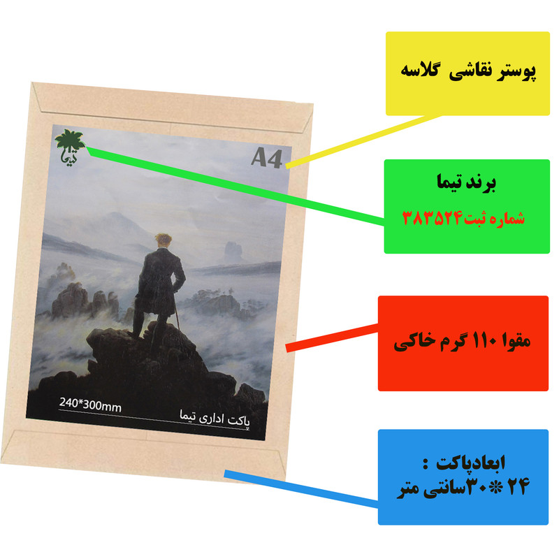 پاکت مقوایی A4 تیما مدل Pulp بسته 30 عددی