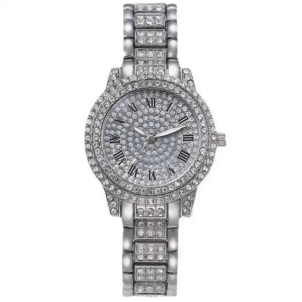 ساعت مچی عقربه ای زنانه مدل فول نگین لوکس کد 1