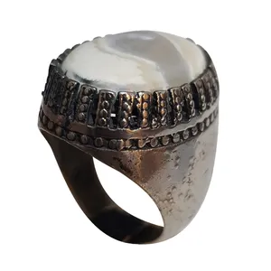 انگشتر نقره مردانه مدل عقیق حجرالاخلاص مغربی HEM110185