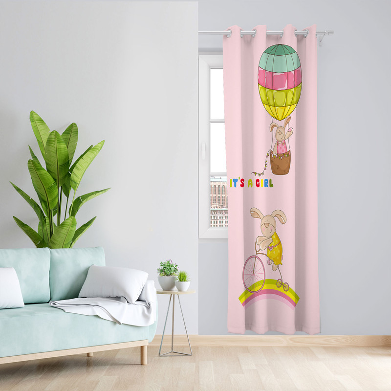  پرده مدل اتاق کودک مخمل پانچی طرح خرگوش کد 4847 سایز 140x280 سانتی متر