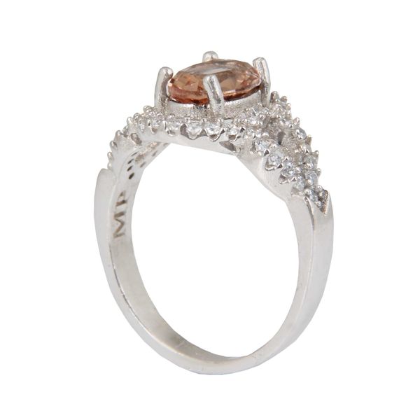 انگشتر نقره الکساندریت زنانه مدل آبکاری رادیوم قالب جواهری کد AWRH_2448