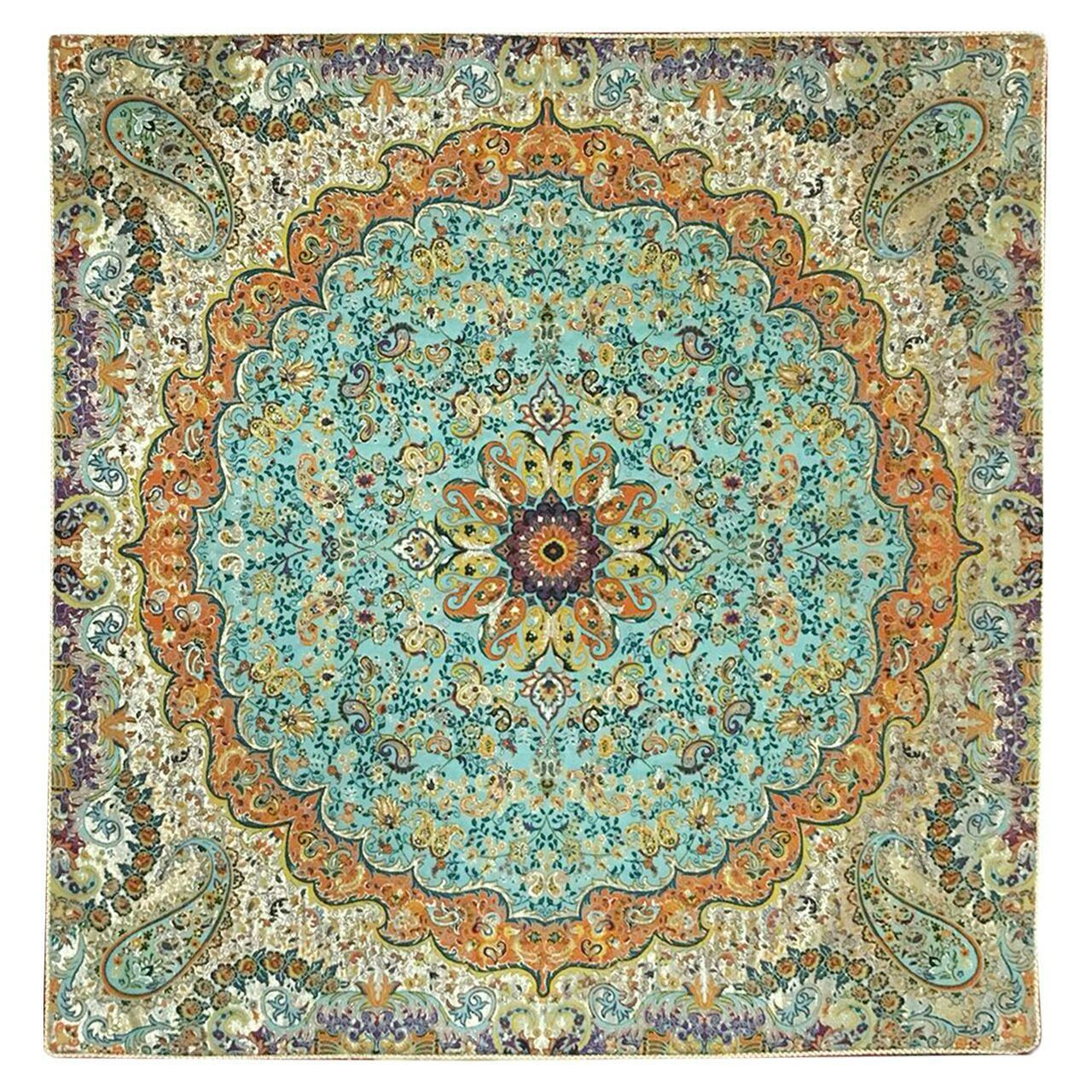 رومیزی ترمه هفت رنگ مدل T73 سایز 100X100 سانتی متر
