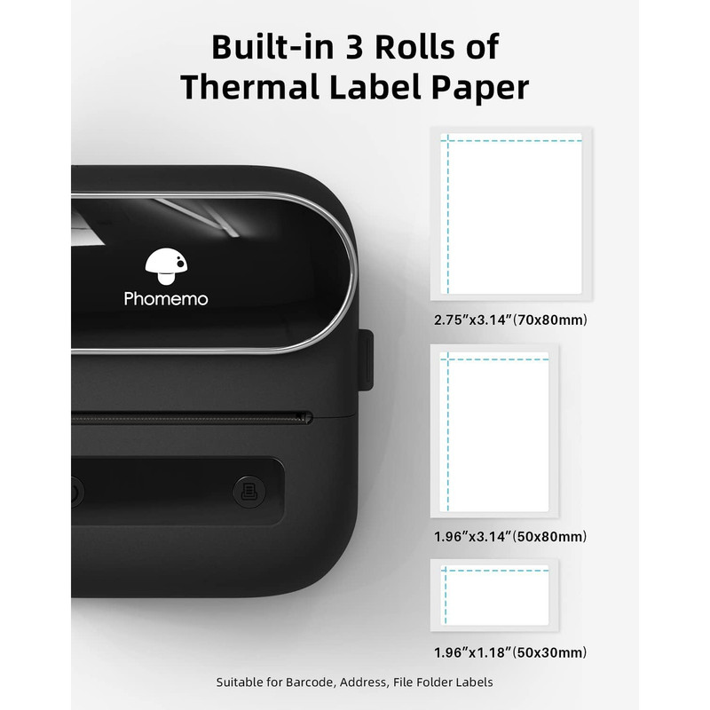 پرینتر حرارتی لیبل زن فومیمو مدل M220 به همراه کاغذ بسته سه عددی
