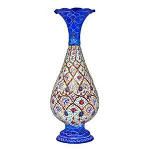 گلدان مسی مینا کاری شده گالری مند کد MN37
