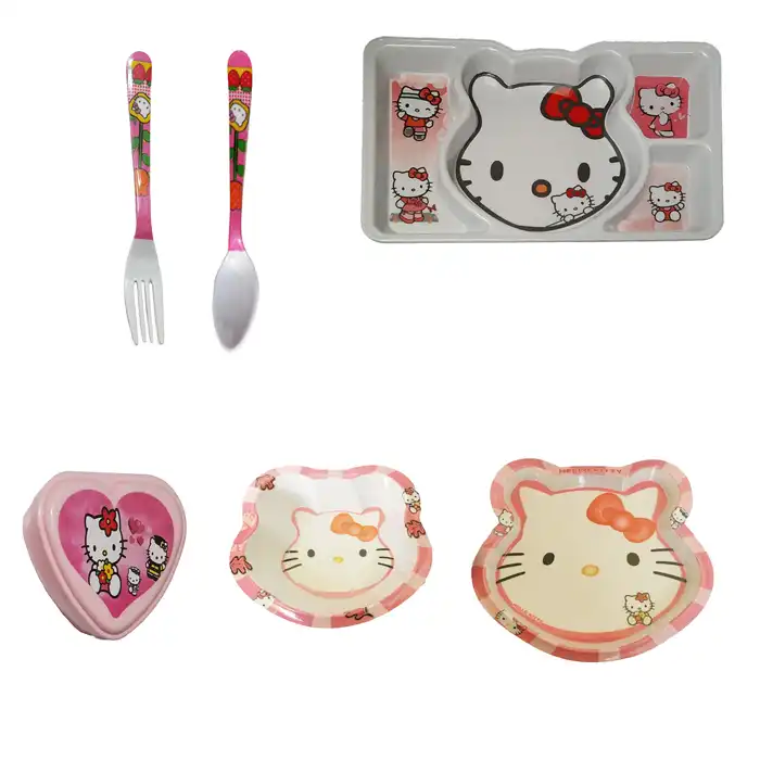 سرویس غذا خوری 6 پارچه کودک طرح کیتی کد Rbay6