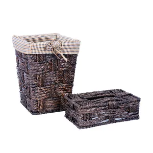 ست سطل و جای دستمال کاغذی حصیری ژینورا مدل CH203