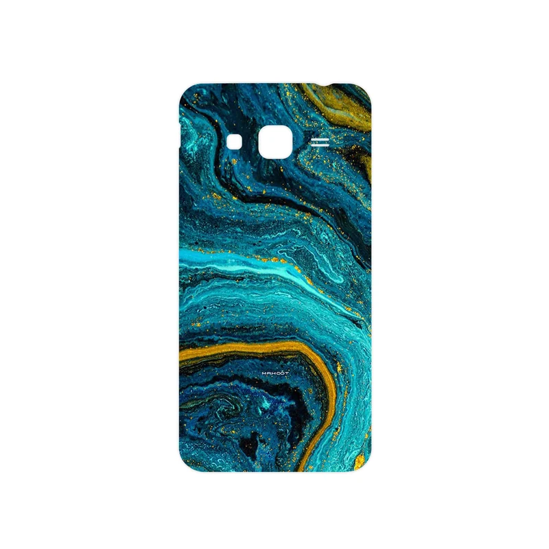برچسب پوششی ماهوت مدل Turquoise marblewith golden streaks مناسب برای گوشی موبایل سامسونگ Galaxy J3 2016