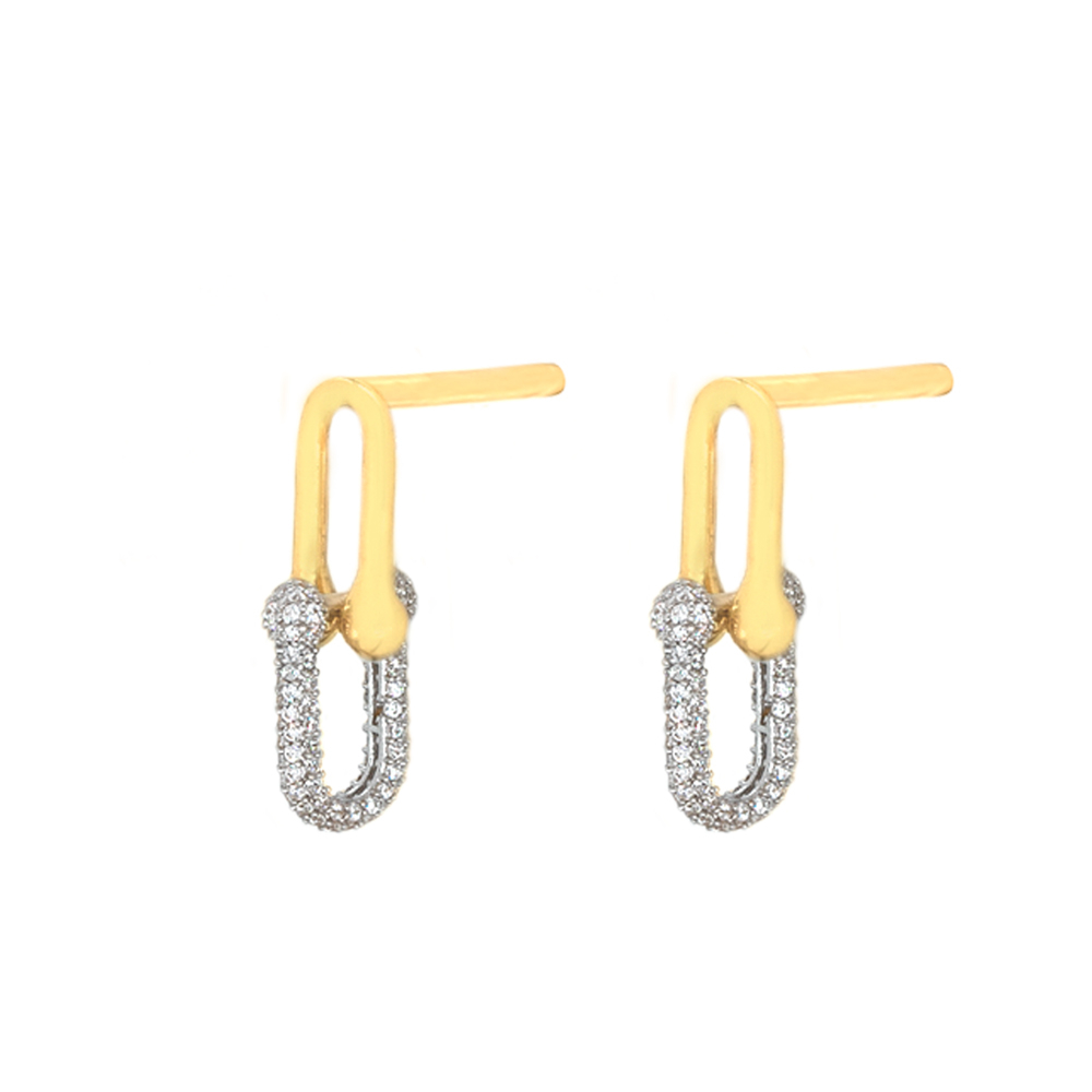 گوشواره طلا 18 عیار زنانه ماوی گالری مدل نگین دار1