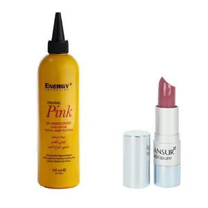 روغن مرطوب کننده مو انرژی مدل Pink  به همراه رژ لب جامد لنسور سری 3D شماره D07