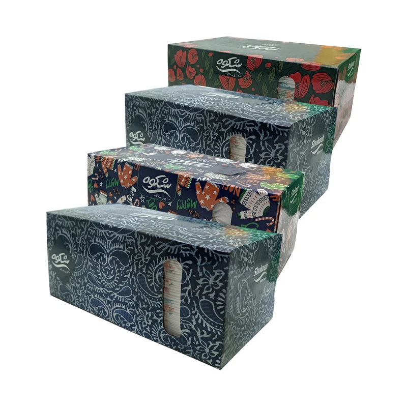 دستمال کاغذی 100 برگ شکوه طرح گلدار مجموعه 4 عددی