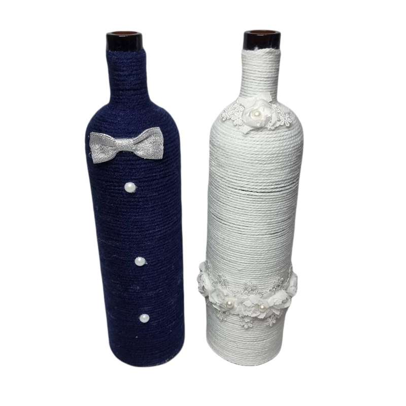بطری طرح عروس و داماد مدل AD بسته 2 عددی