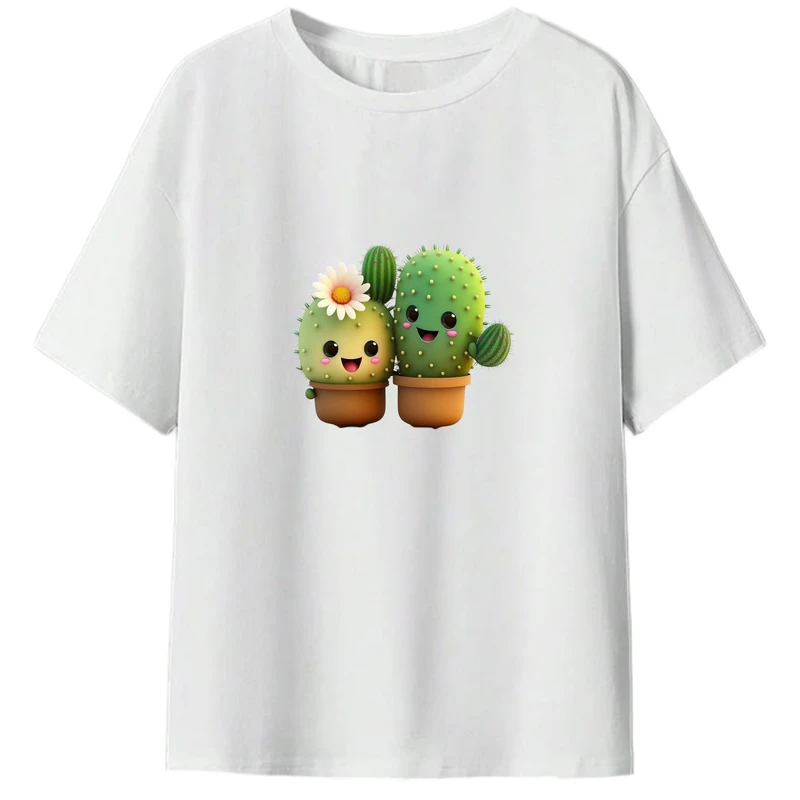تی شرت آستین کوتاه زنانه مدل کاکتوس های خندان