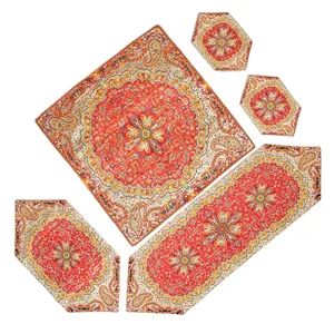 ست 5 تکه رومیزی ترمه یزد طرح دیبا 7 رنگ
