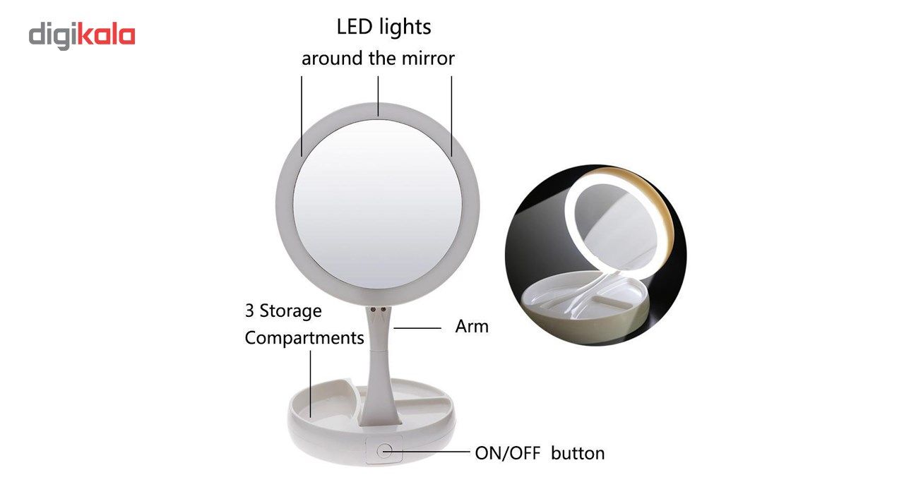 آینه آرایشی Foldaway مدل چراغ دار با قابلیت بزرگنمایی -  - 2