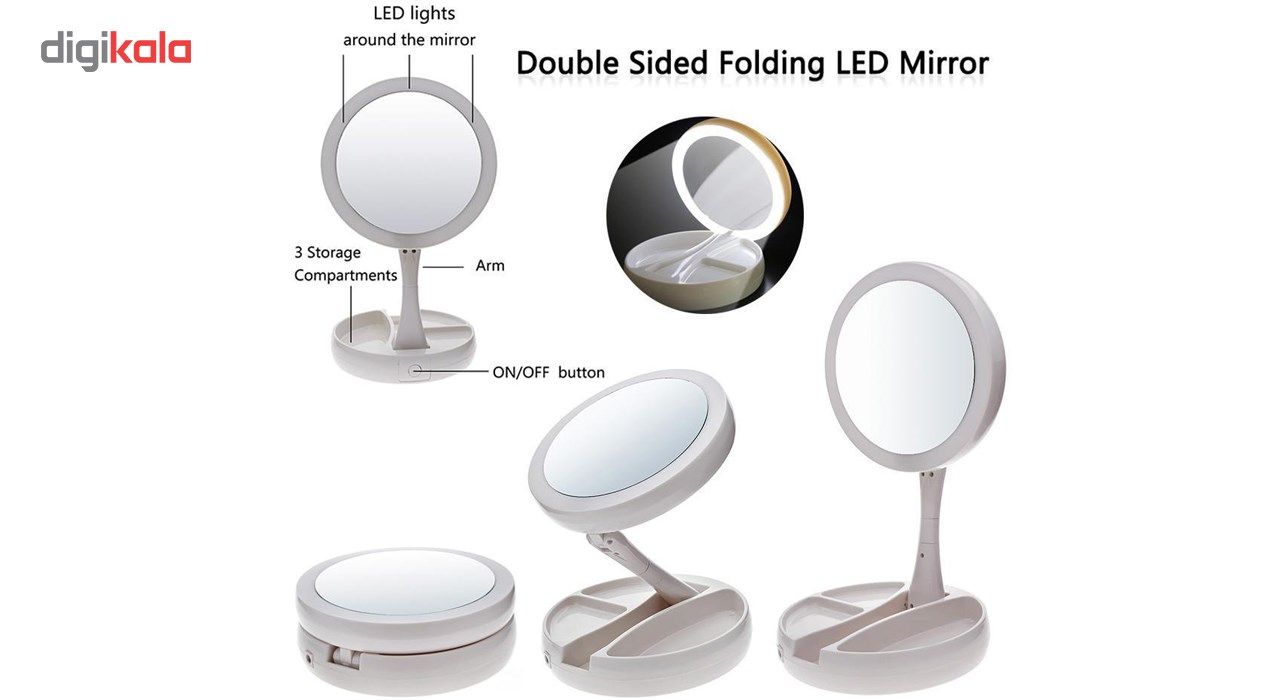 آینه آرایشی Foldaway مدل چراغ دار با قابلیت بزرگنمایی -  - 6