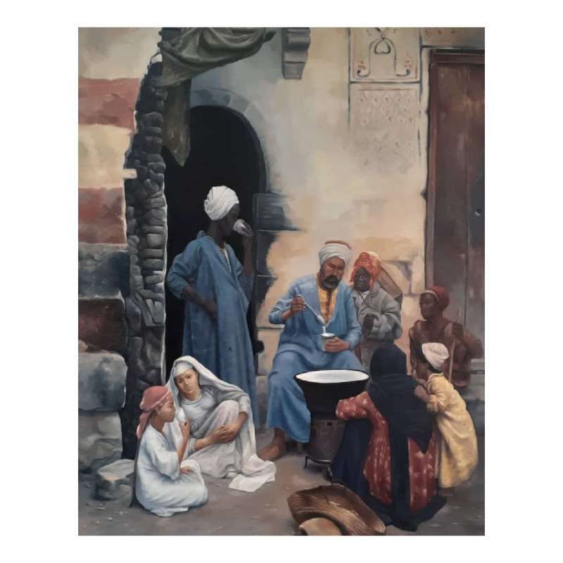تابلو رنگ روغن مدل شیر فروش کد 204