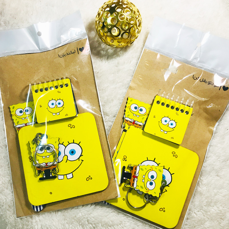 بسته لوازم تحریر مدل باب اسفنجی مجموعه 4 عددی