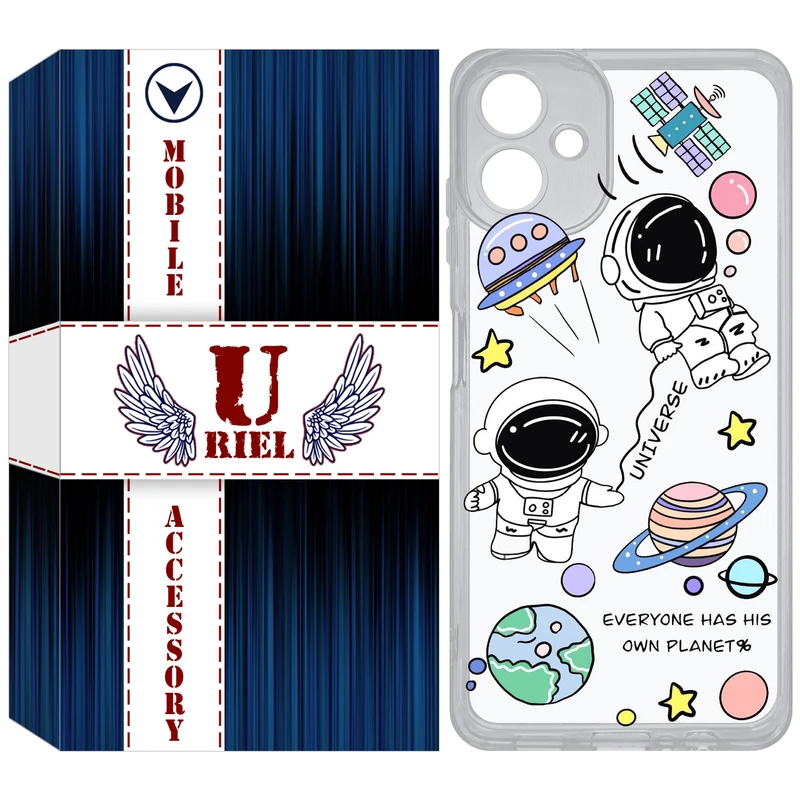کاور یوریل مدل Clear کد 25 طرح فضانوردان مناسب برای گوشی موبایل سامسونگ Galaxy A06