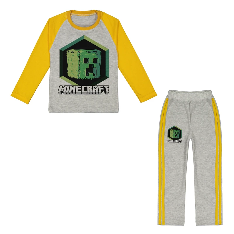 ست تی‌شرت آستین بلند و شلوار راحتی پسرانه مدل ماین کرافت کد P22