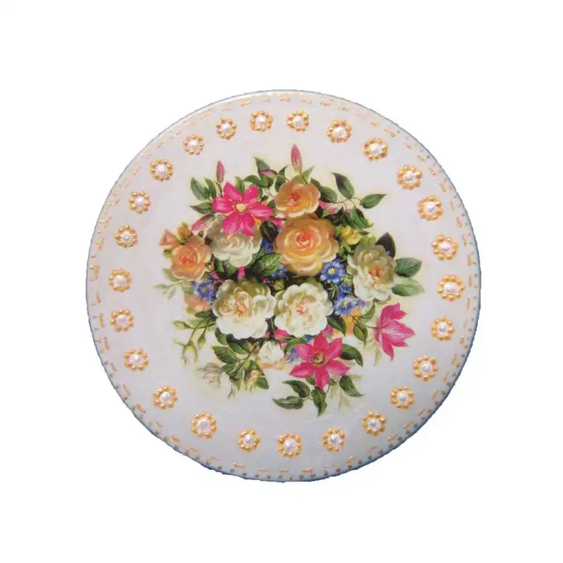 بشقاب دیوار کوب سفالی طرح بوته گل  کد KSD01 مجموعه دو عددی