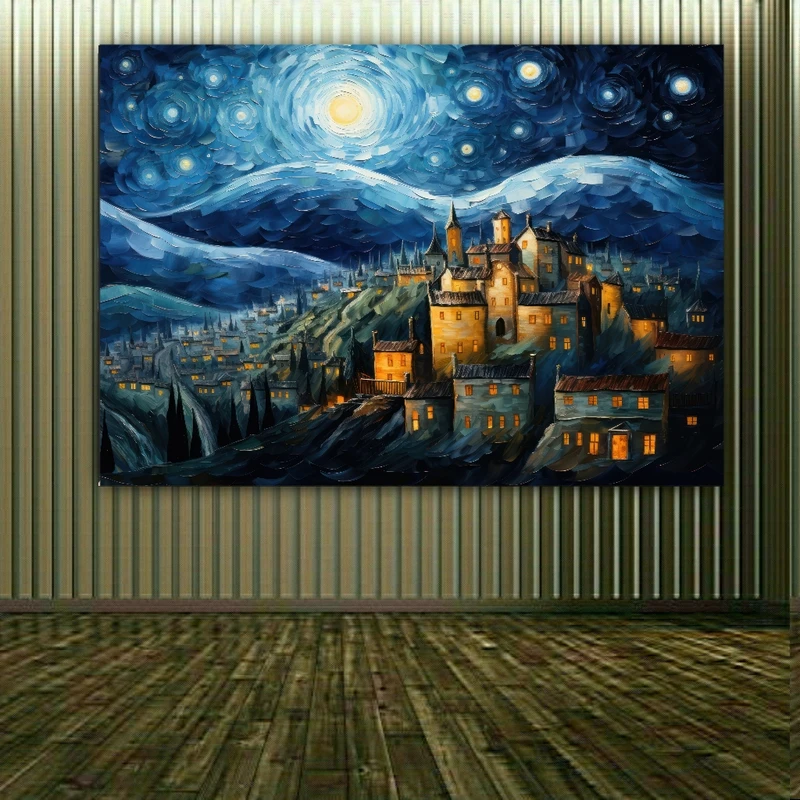 پوستر طرح نقاشی ونگوک مدل شب پر ستاره کد FP103831