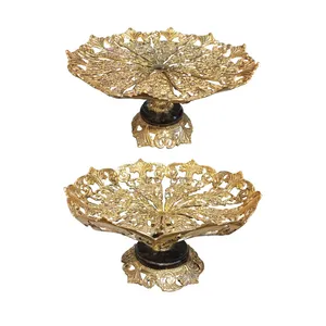 شیرینی‌ خوری برنجی مدل پایه دار مجموعه 2 عددی