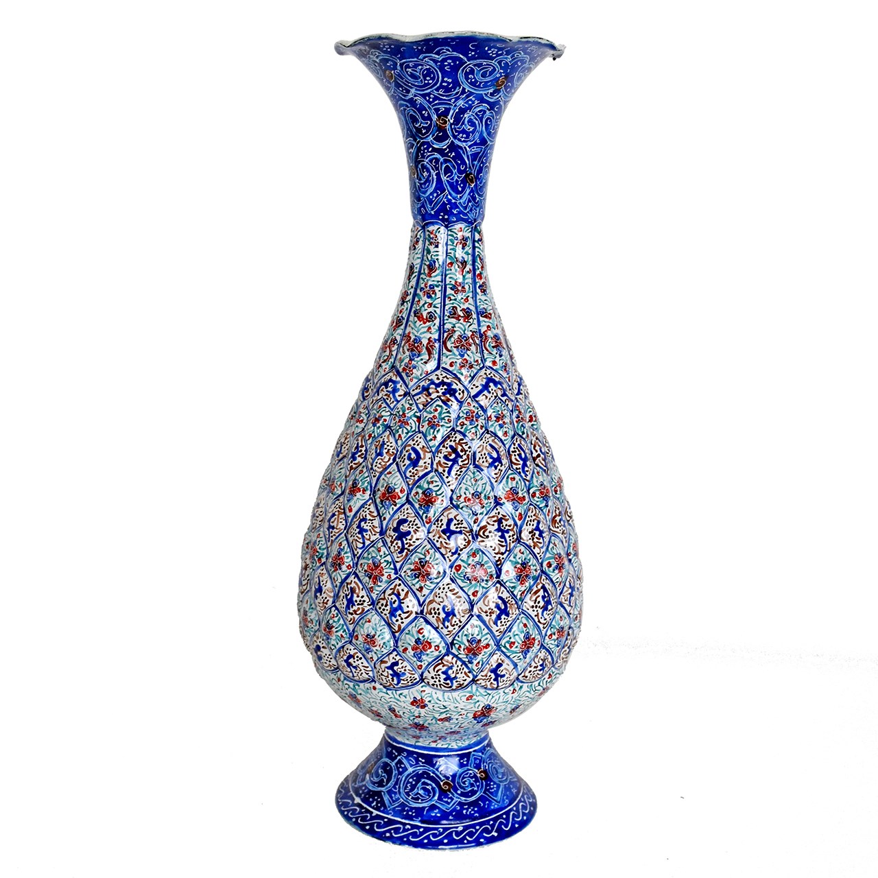 گلدان مسی میناکاری شده سی دا طرح خطائی کد MI03008