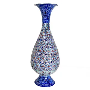 گلدان مسی میناکاری شده سی دا طرح خطائی کد MI03008