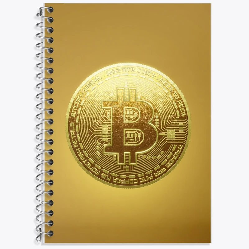 دفتر زبان 50 برگ خندالو مدل دو خط طرح بیت کوین (Bitcoin) کد F908