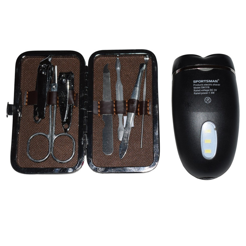 ماشین اصلاح مسافرتی SPORTSMAN مدل SM -516 به همراه ست مانیکور پوپک