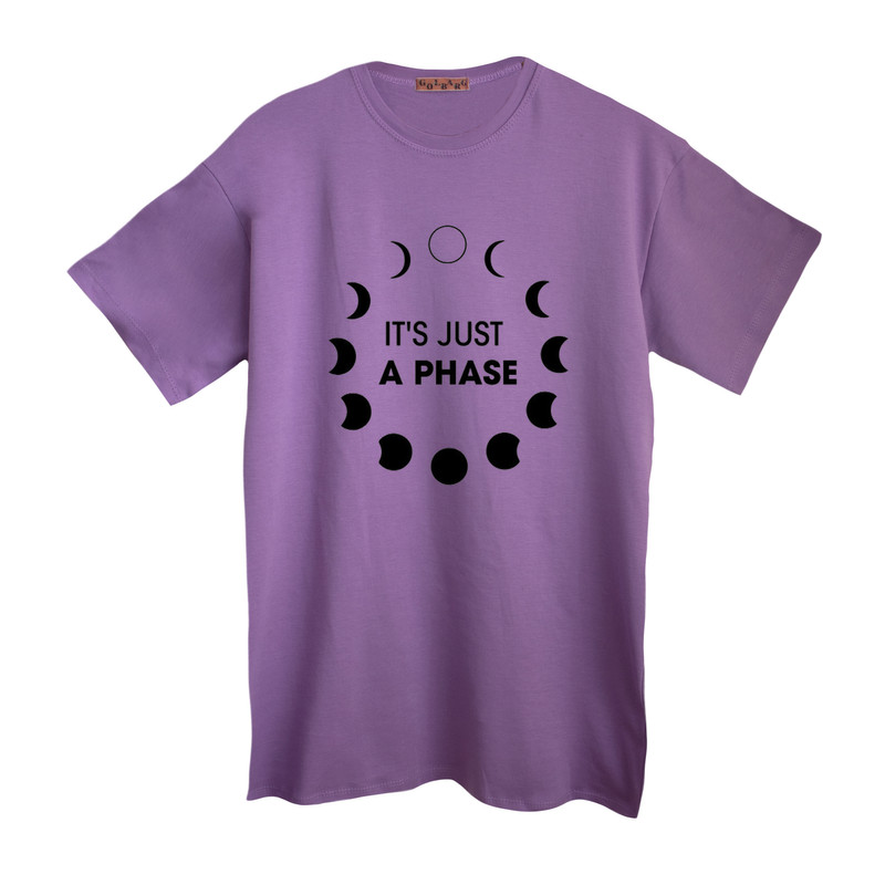 تی شرت لانگ آستین کوتاه زنانه مدل کامل شدن ماه رنگ یاسی