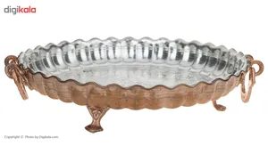 میوه خوری مسی آزین مس مدل سه پایه طرح برجسته سایز 3
