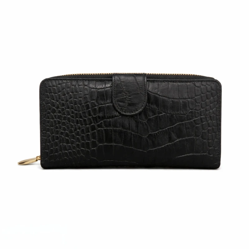 کیف پول زنانه مدل صونا چرم طبیعی کروکو