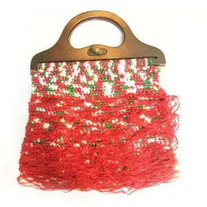 کیف دستی زنانه قلاب بافی گالری ایپک مدل دسته چوبی