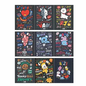 کاغذ یادداشت چسب دار طرح بی تی اس مدل BT21-ill مجموعه 9 عددی