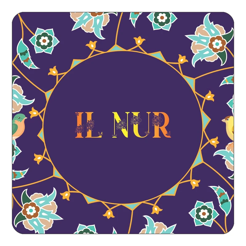 مگنت کاکتی طرح اسم ایل نور il nur مدل گل و بلبل کد mg14175