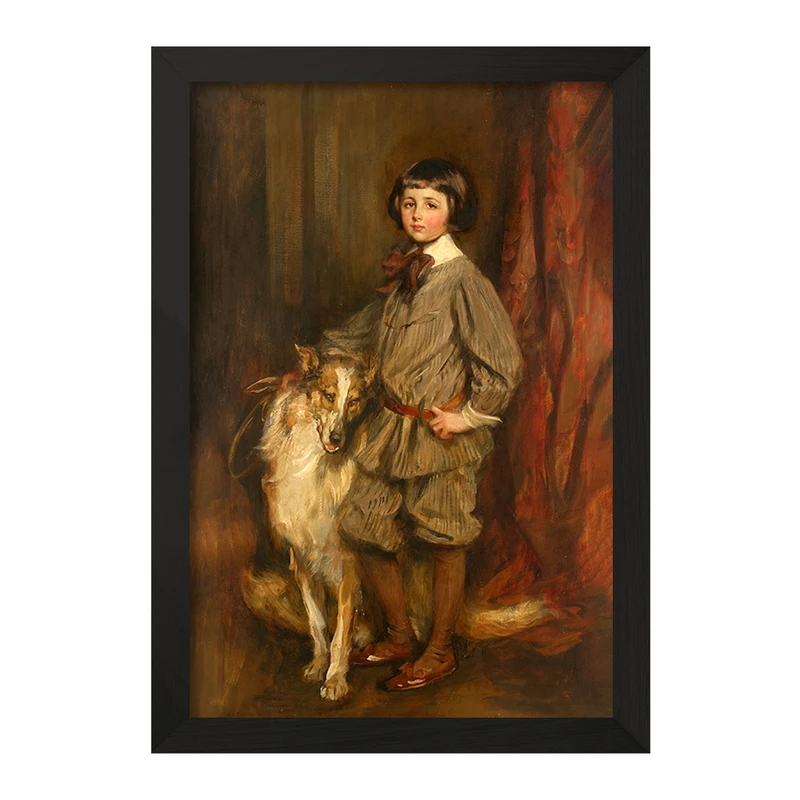 تابلو خندالو مدل نقاشی مردیث هاولند با سگش اثر جیمز جبوسا شانون       کد F12482