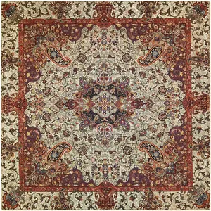 رومیزی ترمه ابریشمی خانه ترمه ایران طرح چهلستون ممتاز 6486 سایز 100 × 100