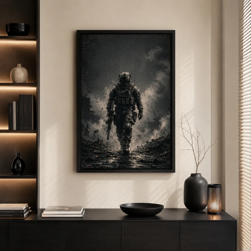 تابلو طرح بازی Call Of Duty مدل 1340 با فریم مشکی