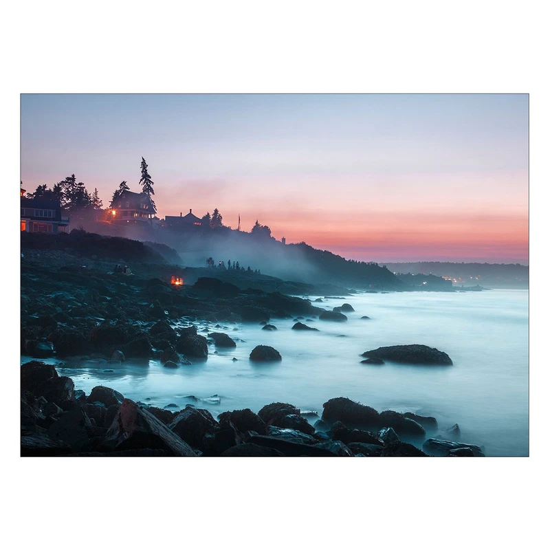 تابلو شاسی ونسونی طرح Vilage next to Beach سایز 50x70 سانتی متر