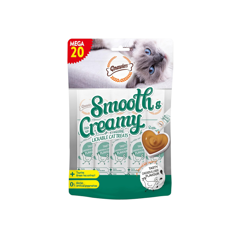 بستنی گربه گناولرز مدل Crunchy Treat مغزدار طعم مرغ و جگر بسته 20 عددی