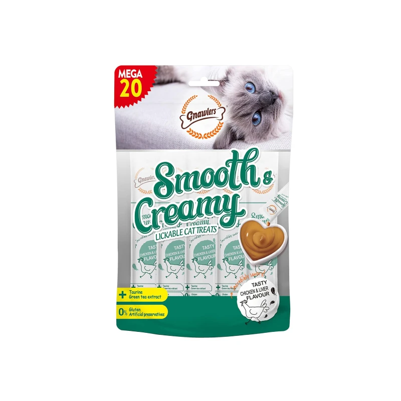 بستنی گربه گناولرز مدل Crunchy Treat مغزدار طعم مرغ و جگر بسته 20 عددی