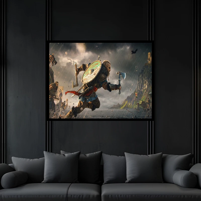 تابلو بکلیت طرح دکوری دکوراتیو کلاسیک نوستالژی شخصیت سینمایی سریالی وایکینگ ها مدل B-bu6680 فریم مشکی