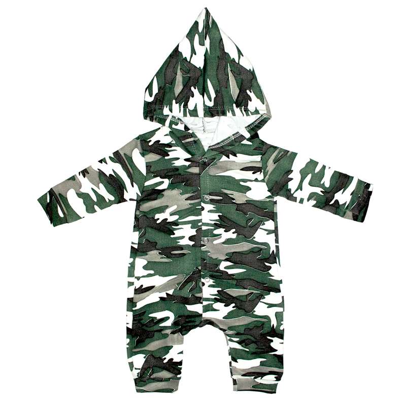 سرهمی نوزادی طرح ارتشی مدل 352 کلاه دار  رنگ سبز