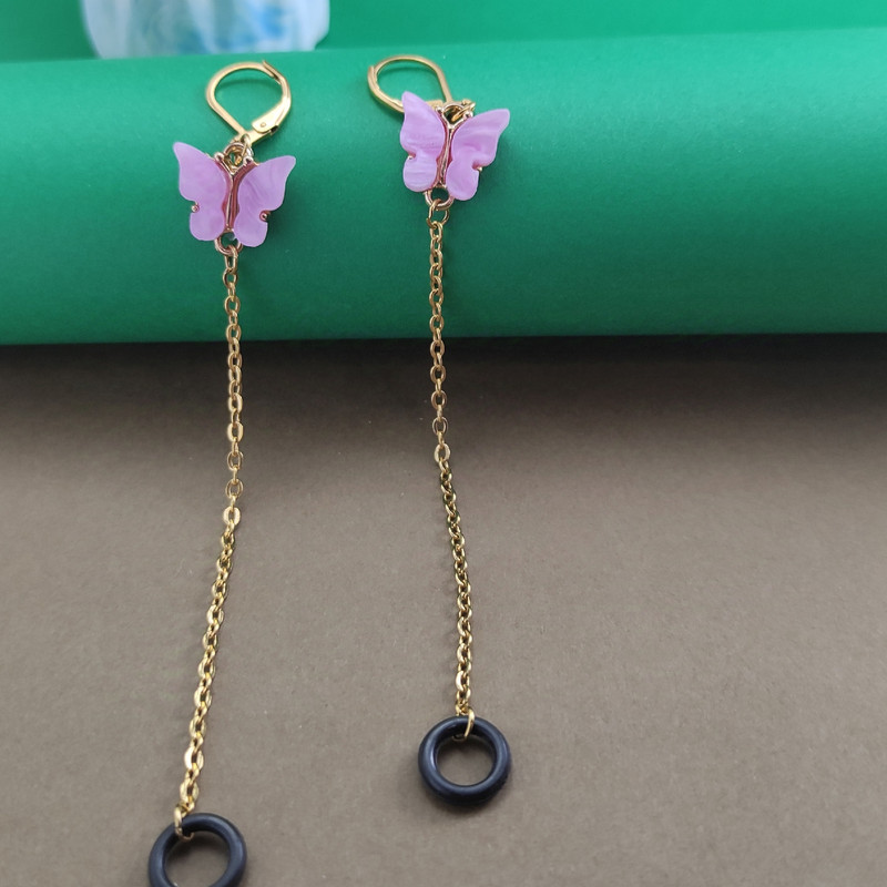 گوشواره زنانه مدل پروانه های رزینی نگهدارنده ایرپاد